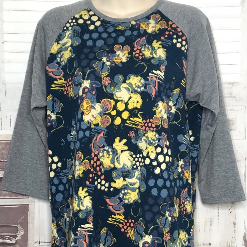 LuLaRoe Disney Randy Knit Raglan SLVS Minnie Mouse Baseball Tee Shirt Top Medium
